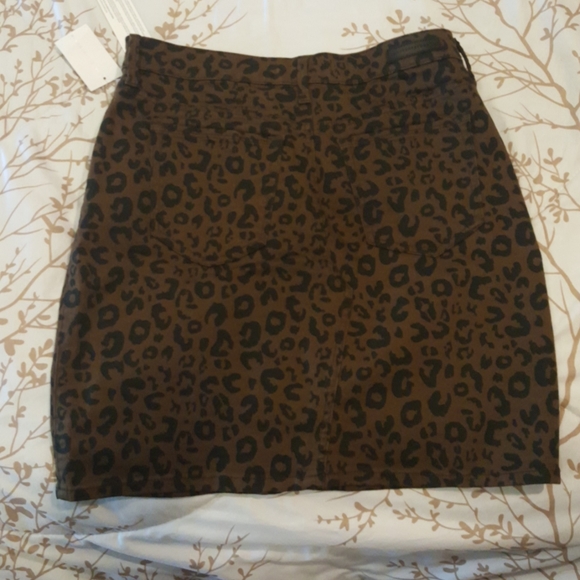 Sanctuary Denim - Denim Leopard  Stretch High Waist Skirt